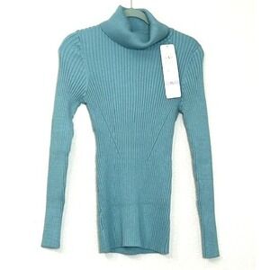 NWT Womens XL Turtleneck Sweater Tunic/Micro Mini Dress Blue Bodycon Minimalist